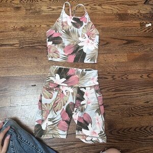 Floral Print Crop Top and Shorts Set